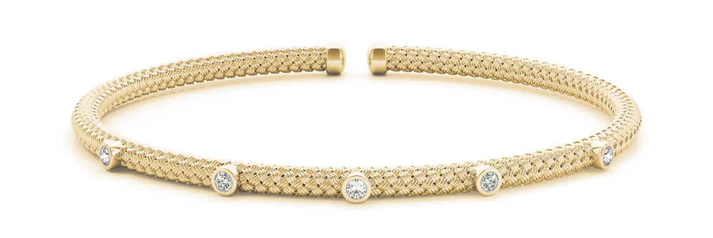 14K Yellow Gold 0.10ctw Diamond Bangle Bracelet