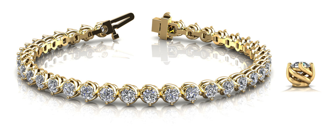 14K Yellow Gold Round Diamond Tennis Bracelet
