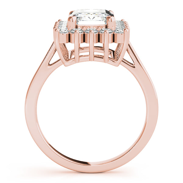 14K Rose Gold Emerald Diamond Fashion Ring