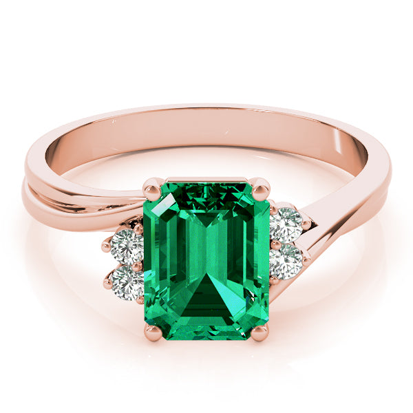Rose Gold Emerald Diamond Fashion Ring 0.125ctw