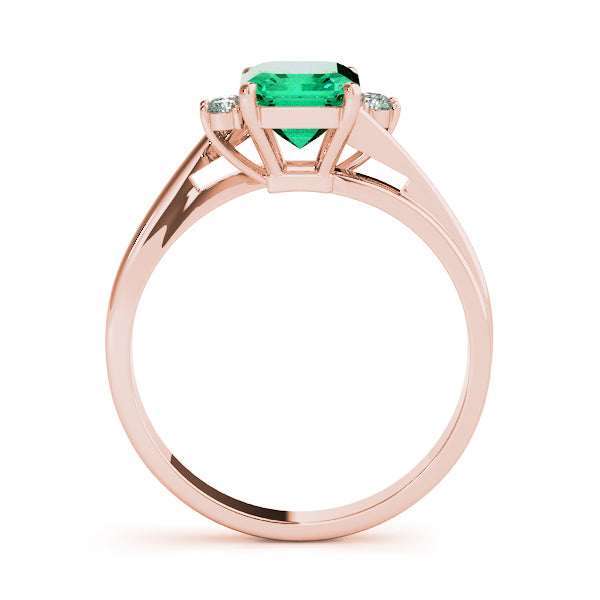 Rose Gold Emerald Diamond Fashion Ring 0.125ctw