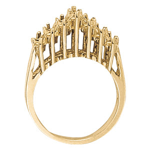 14K White Gold Diamond Pyramid Fashion Ring