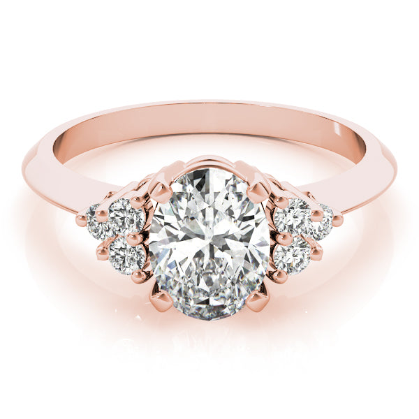 14K Rose Gold Oval Diamond Fashion Ring
