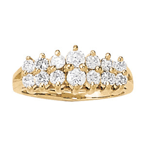 18K White Gold 1 CT Diamond Pyramid Fashion Ring