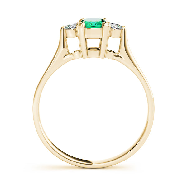 14K Yellow Gold Emerald Diamond Fashion Ring