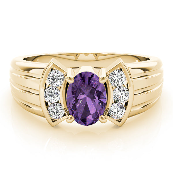 14K Yellow Gold Oval Diamond Fashion Ring