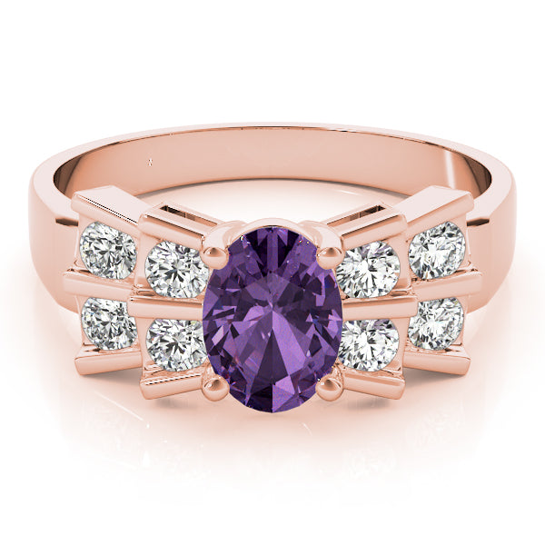 14K Rose Gold Diamond Oval Fashion Ring