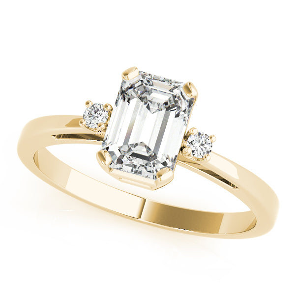18K Yellow Gold Emerald Diamond Fashion Ring