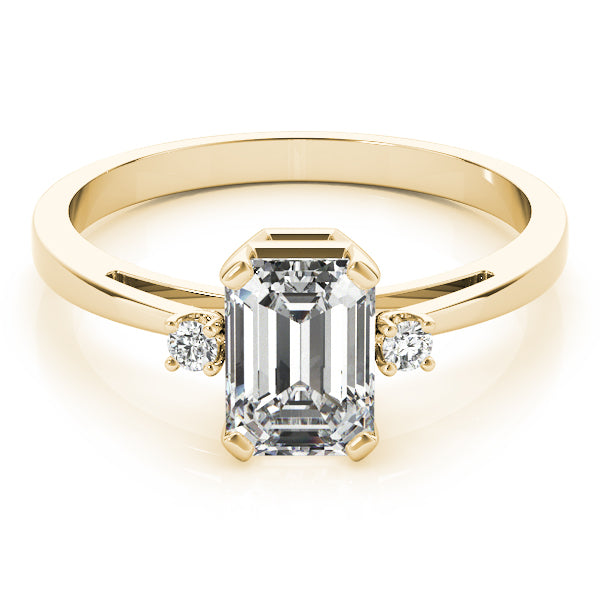 18K Yellow Gold Emerald Diamond Fashion Ring