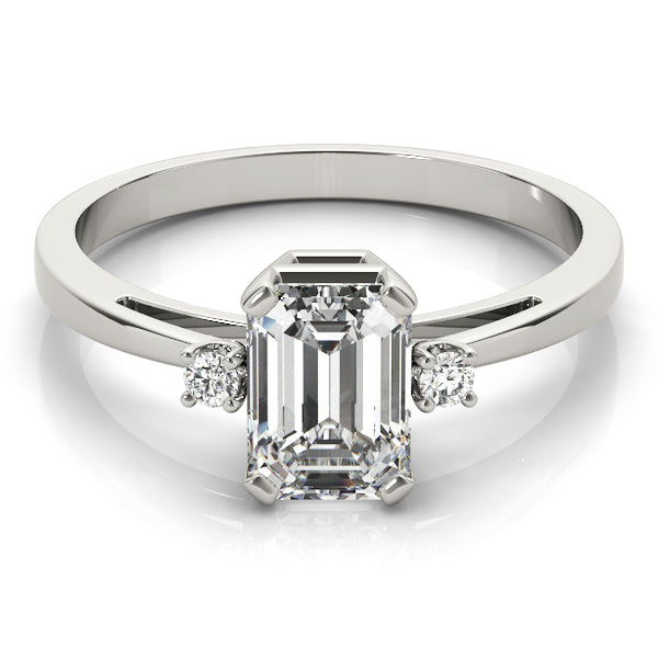 White Gold Emerald Diamond Fashion Ring 0.06ctw