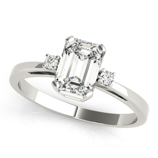 Platinum White Emerald Diamond Fashion Ring