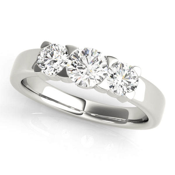 18K White Gold 1 ct Diamond Three-Stone Engagement Ring