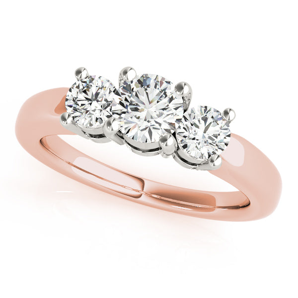 Rose Gold 2 ct Diamond Three-Stone Engagement Ring