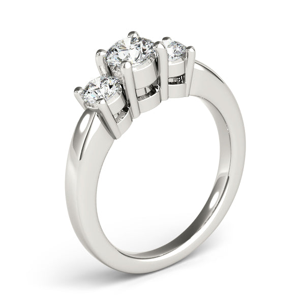 18K White Gold Round Diamond Three-Stone Engagement Ring