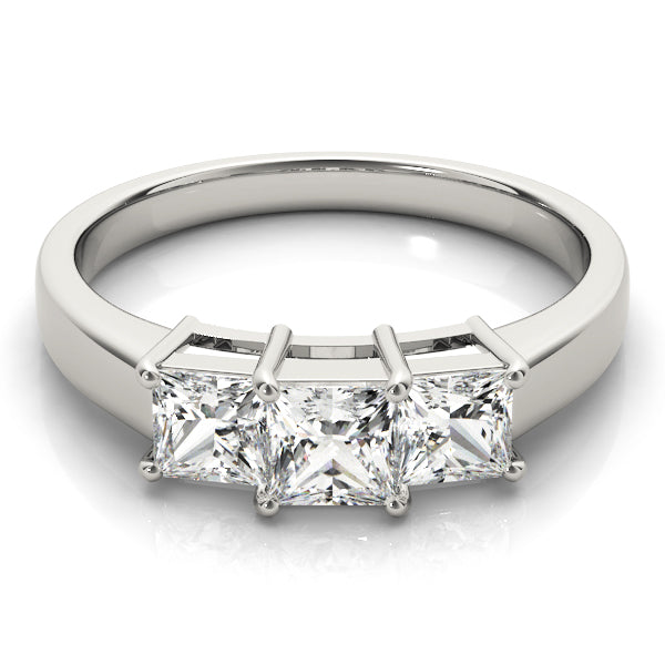 Platinum 1.12 CT Square Diamond Three Stone Ring