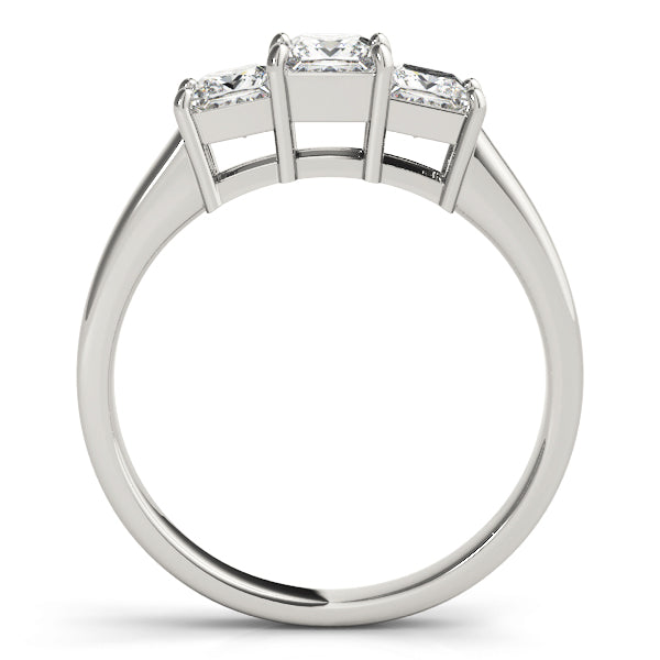 Platinum 1.12 CT Square Diamond Three Stone Ring
