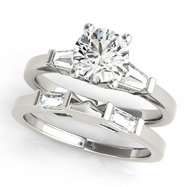 0.75 CT Round Diamond Ring with Baguette Accents