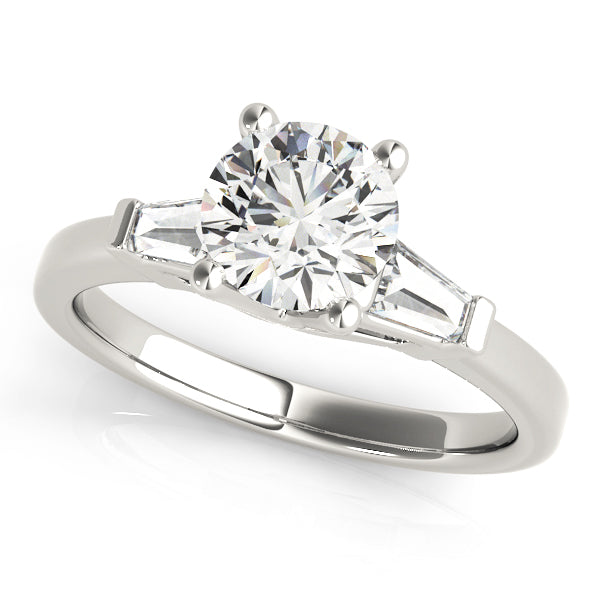 1.0 CT Round Diamond Engagement Ring with Baguettes