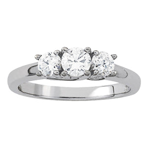 18K White Gold 1 ct Diamond Three-Stone Engagement Ring