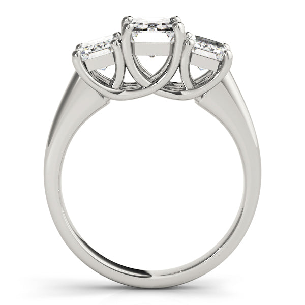 14K White Gold Emerald Diamond Engagement Ring