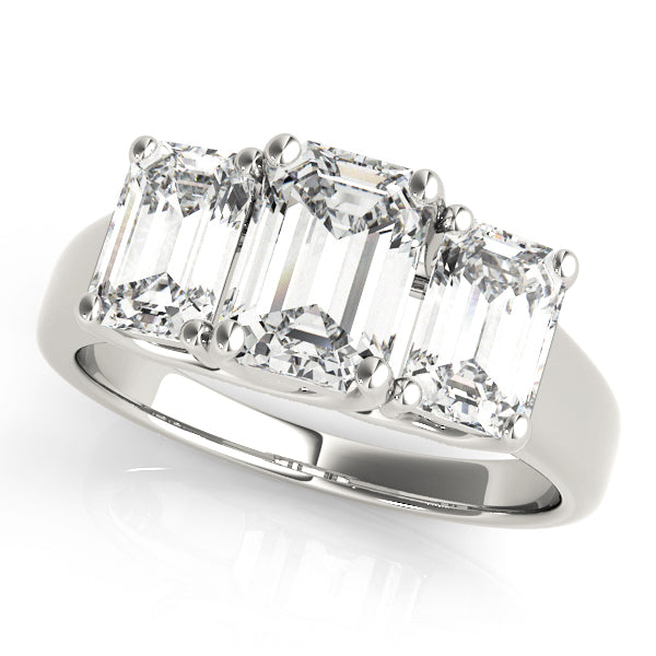 14K White Gold Emerald Diamond Engagement Ring