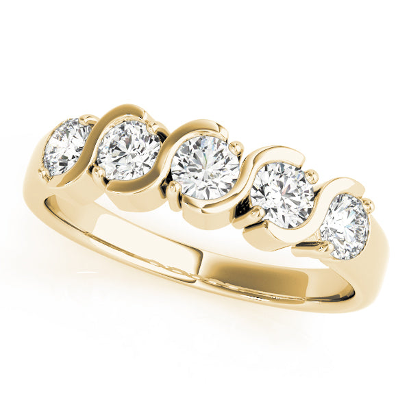 18K Yellow Gold 5-Stone Diamond Wedding Ring