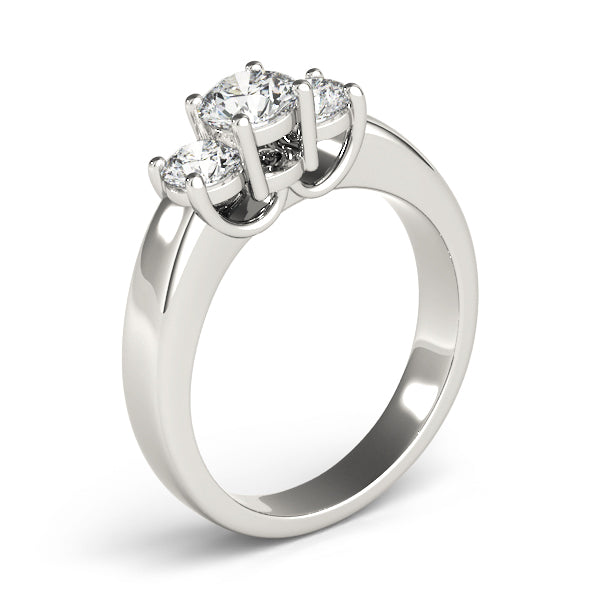 18K White Gold 1 ct Diamond Three-Stone Engagement Ring