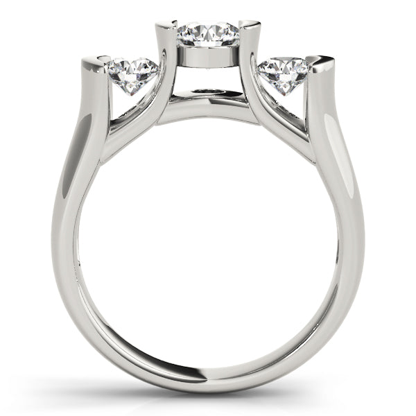 18K White Gold 1 ct Diamond Three-Stone Engagement Ring