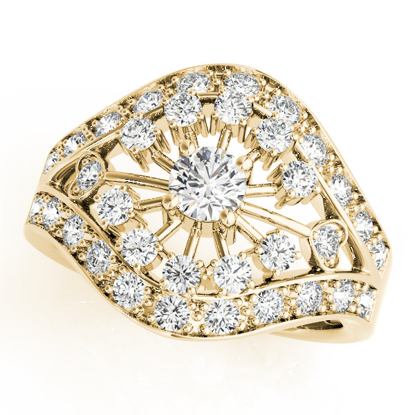 18K Yellow Gold Round Diamond Fashion Ring