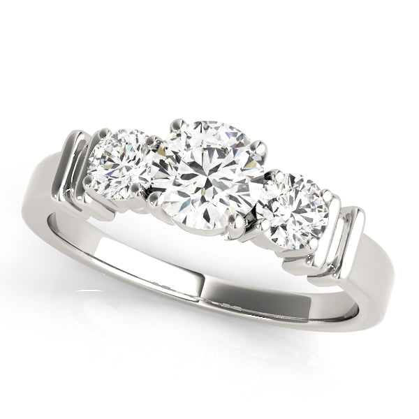 Platinum 1 ct Round Diamond Three-Stone Engagement Ring