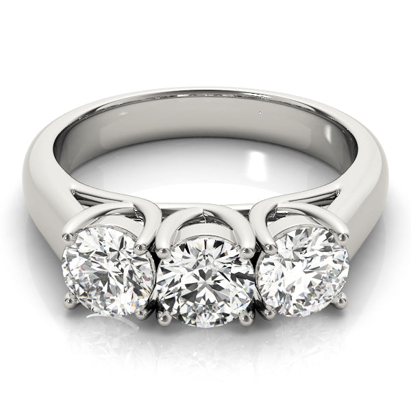 Platinum White 1 ct Diamond Three-Stone Ring