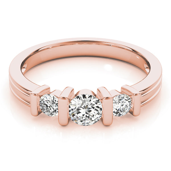 1 ct Rose Gold Round Diamond Three-Stone Engagement Ring