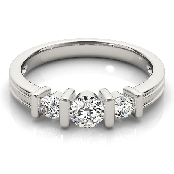 Platinum 1 ct Round Diamond Three-Stone Engagement Ring