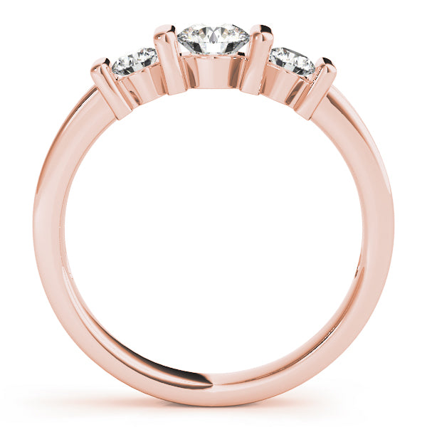 1 ct Rose Gold Round Diamond Three-Stone Engagement Ring