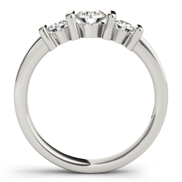 18K White Gold 1 ct Diamond Three-Stone Engagement Ring