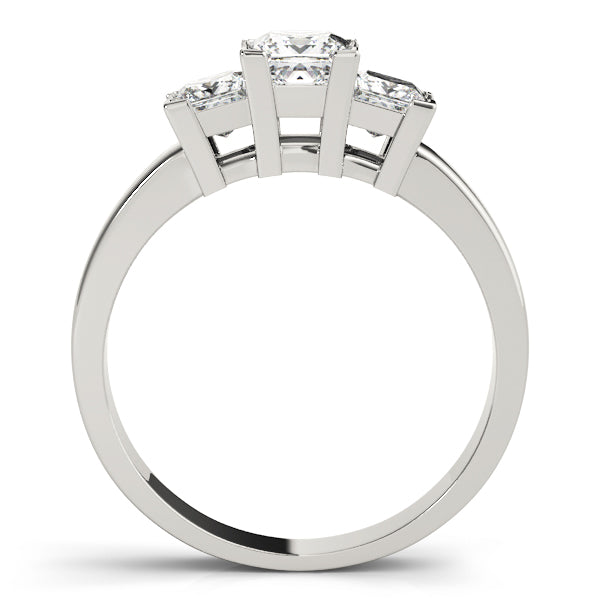 14K White Gold Square Diamond Engagement Ring