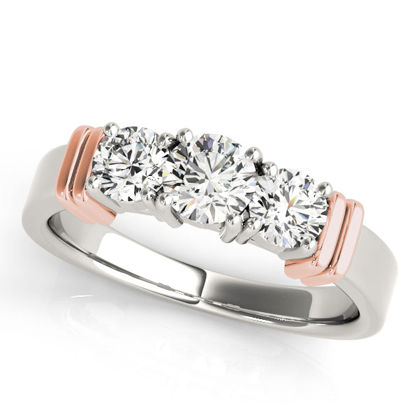 18K Rose Gold 1 ct Diamond Three-Stone Engagement Ring