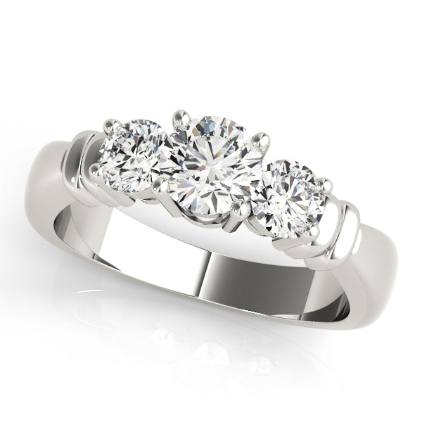18K White Gold 1 ct Diamond Three-Stone Engagement Ring