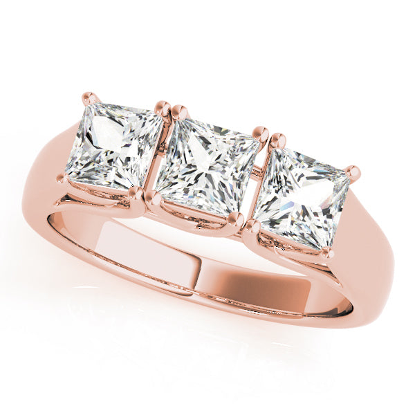 Rose Gold 3-Stone Princess Diamond Engagement Ring