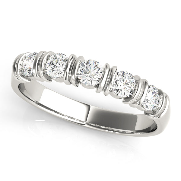 14K White Gold 5-Stone Diamond Wedding Ring
