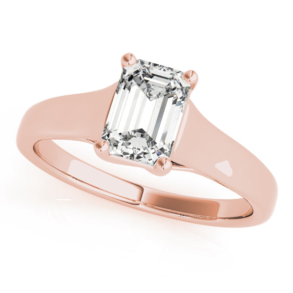 18K Rose Gold 1 CT Emerald Diamond Ring