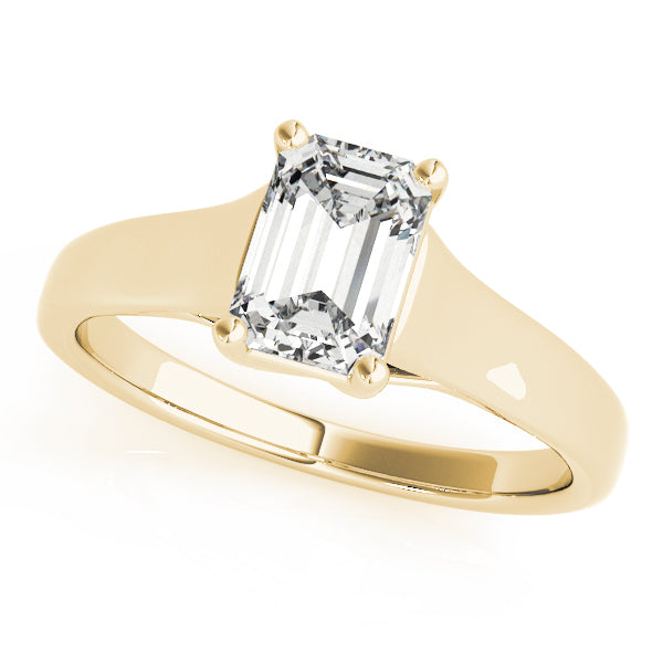 14K Yellow Gold 1 CT Emerald Diamond Engagement Ring