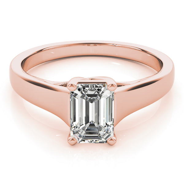 18K Rose Gold 1 CT Emerald Diamond Ring
