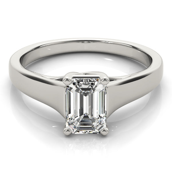 18K White Gold 1 CT Emerald Diamond Solitaire Ring