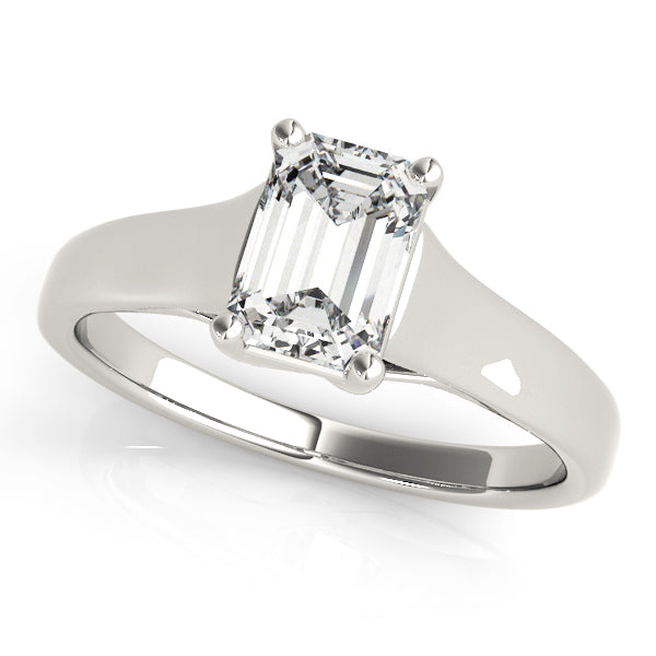 Platinum 1 CT Emerald Diamond Solitaire Ring