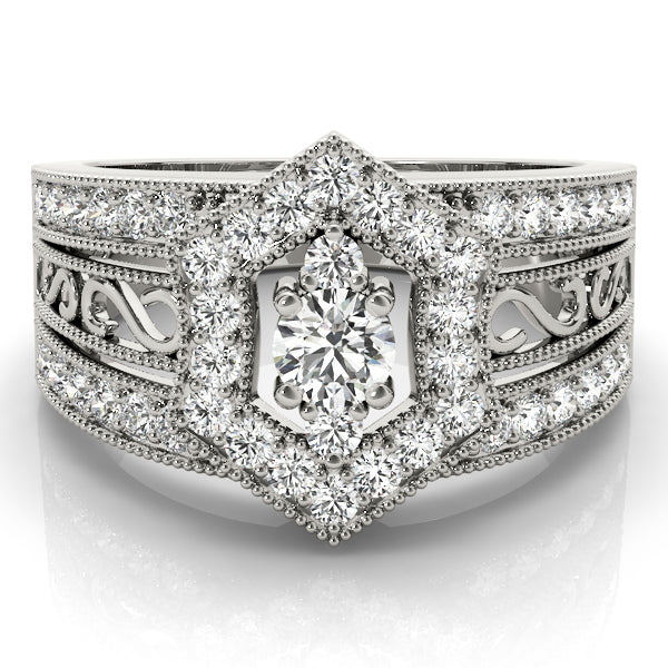 14K White Gold Round Diamond Fashion Ring