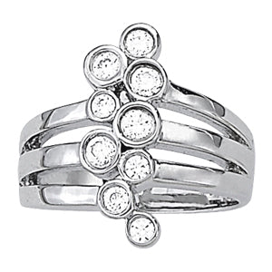 14K White Gold Round Diamond Fashion Ring