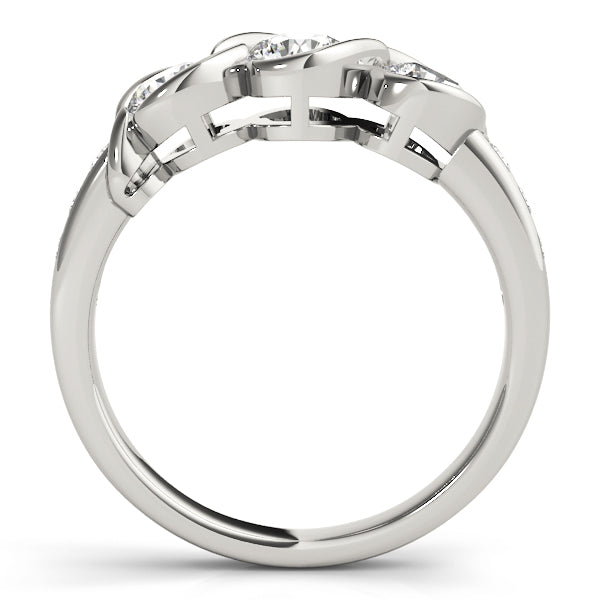14K White Gold Round Diamond Three-Stone Ring
