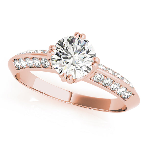 14K Rose Gold Diamond Pave Engagement Ring 1 ctw