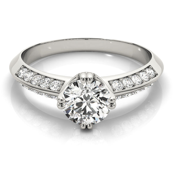 18K White Gold Round Diamond Pave Engagement Ring